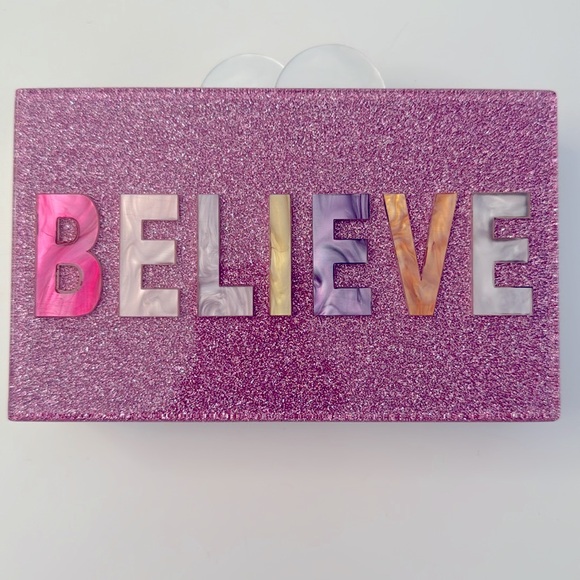 🦄BARI LYNN Unicorn Acrylic Box Bag w/glitter - Picture 2 of 8